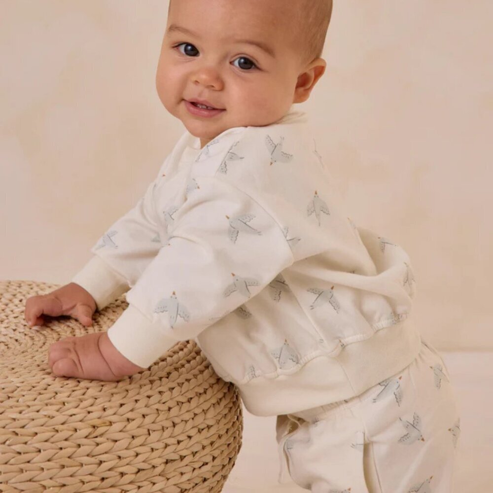 NWT - Quincy Mae ORGANIC Birds Sweat Set - Picture 3 of 3